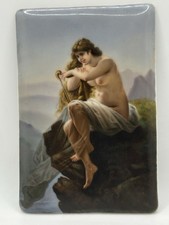 Porzellan Bildplatte Loreley nach W. Kray um 1900, 21,5x14,5cm