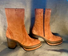 Pons Quintana, Stiefeletten 37, Braun/Cognac, Echtleder Plateaustiefeletten