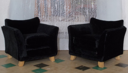 Samt velours sessel schwarz - 2,
