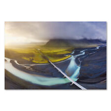 Postereck 3828 Poster Leinwand Fluss, Natur Landschaft Fluss Brücke Strasse