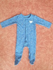 Steiff Baby Schlafanzug Einteiler Langarm mit Fuß/ geschlossen blau Gr. 74