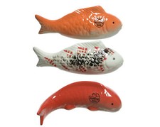 1 Dekofiguren 16cm Porzellanfigur Koifisch Gartendekoration Teichdeko schwimmend