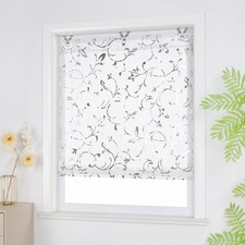 Transparent Raffrollo Goldprägung Raffgardinen mit Ösen Küche ohne Bohren Weiß