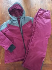 Damen 2 tlg. Skianzug, Schneeanzug, Jacke + Hose Gr.  L grau/weinrot