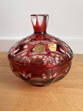 Nachtmann Bamberg Deckeldose Bonboniere Schale Deckel Bleikristall Überfang Rot