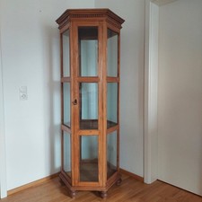 Vitrine 6eckig teakholz i - vitrine,