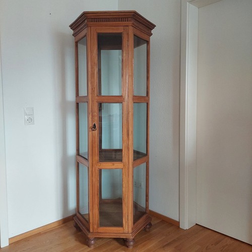 Vitrine 6eckig teakholz i - i,