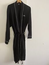 BOSS HERREN MORGENMANTEL JERSEY SCHWARZ & WEISSES PASPOL GR. M REINE BAUMWOLLE