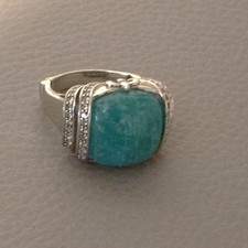 925/SILBER RING mit AMAZONIT