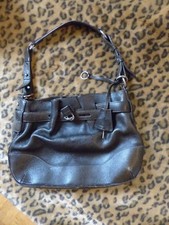 POLLINI Schultertasche Handtasche Tasche dunkel Braun Leder 