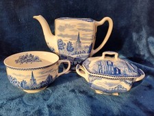 England Geschirr Set Konvolut Alt Blau Porzellan