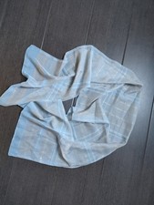 Damen Geschenk Tuch Schal  Blau Bleu Beige Lurex Gemustert Hahnentritt Kariert 