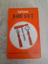 2 Flaschenöffner, 1 Korkenzieher Holz dreiteiliges Bar-Set rustikal in Schachtel