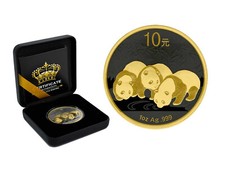 1 OZ Silber China Panda 2013 Gold Black Empire Lagerräumung