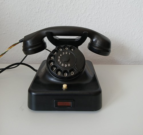 Altes telefon bakelit schwarz - bakelit,