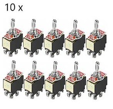 10 Kippschalter Rastend Ein-Aus-Ein Umpolschalter Polwendeschalter 2 polig 10114