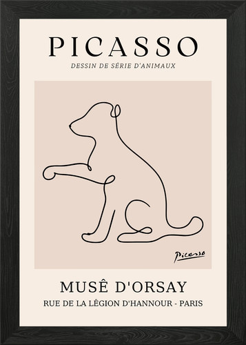 Picasso dog line art poster - picasso,
