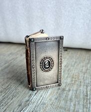 wunderschöner alter 800 Silber Jugendstil Notizblockhalter mit Stift & Smaragd