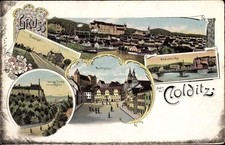 Litho Colditz in Sachsen, Marktplatz, Bahnhof, Irrenanstalt,... - 3582275