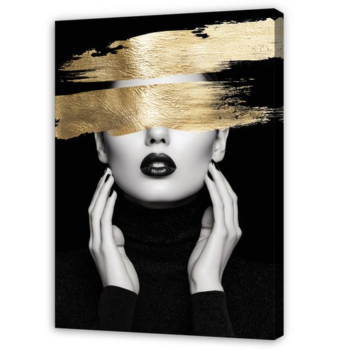 Leinwand frau schwarz gold - frau,