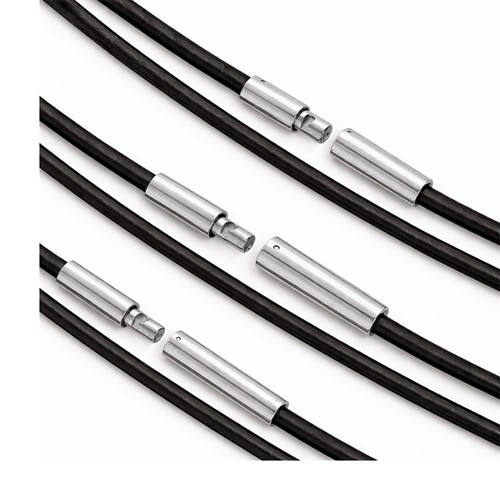 Lederband kette mit edelstahl - lederband,