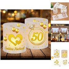 12 Windlicht Tischdeko Goldene Hochzeit, 50 Hochzeitstag Deko, Personalisiert...