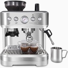 Espressomaschine 2.3L 15-Bar Espresso mit integriertem Mahlwerk Milchschaumdüse