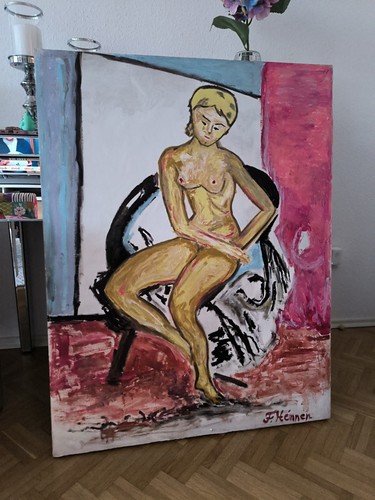Großes ölgemälde sitzender - großes,