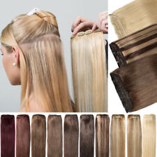 Remy Echthaar Clip in Human Hair Extensions Eine Tresse Haarteil Ein-Stück Blond