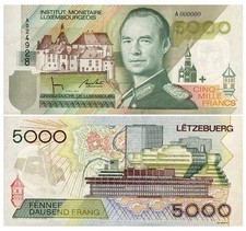 5000 Francs, Cinq Mille Francs, Grand-Duche de Luxembourg, 1993, Reproduktion