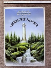 Blechschild Werbung Crombacher Krombacher Pilsener, ca 50x35 cm, geprägt
