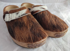 Fellclogs Kuhfell Holzclogs Gr. 37  - gut erhalte Clogs Pantolette Fellschuhe