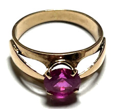 Solider vintage 585 Gold 14 K Ring Rotgold roter russischer Spinell Ø 17mm RG 53