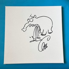 Otto Waalkes  ZEICHNUNG signiert auf Leinwand 30x30 cm / original Autogramm !!