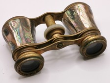 Antikes Opernglas Messing mit Perlmutt im Etui