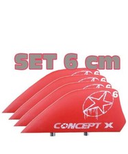 CONCEPT X HC Finnen Kiteboard Kitefinnen SET 4 Stk. 6 cm Rot