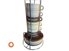 1970er Cappuccino Set 6 Tassen 6 Untertassen Kertamik Kaffee 13-teilig Italy