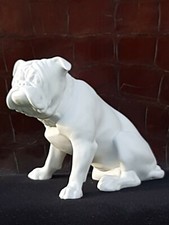 Bisquit Porzellan Figur Hund Bulldogge/ Bulldog Weiß (nach Metzler & Ortloff) 