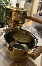 Vintage Fondue Topf Fonduetopf Stövchen Rechaud Brenner Messing DDR Kult 2 Töpfe