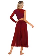 Damen Tanzkleid Eiskunstlauf Kleid EIN Schulter Modernen Latein Tango Kleider