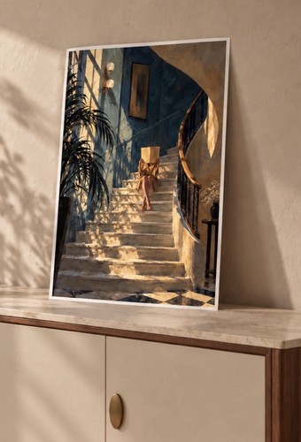 Poster treppenhaus frau - treppenhaus,
