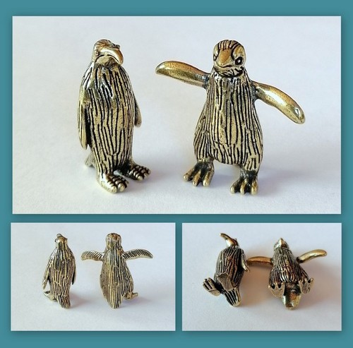 Messing pinguin paar - paar, massiv
