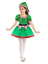 DE iEFiEL Weihnachtself Kleid Mädchen Weihnachten Kostüm Wichtel Tutu Kleid Set