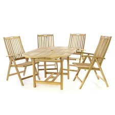 DIVERO Gartenmöbelset Sitzgruppe Teakholz natur Tisch ausziehbar 120/170 cm