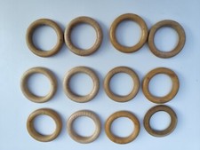 Bastel-Gardinenringe Holz- Eiche hell für 28 mm Gardinenstangen 12 Stück    F5