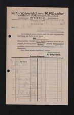 DRESDEN, Rechnung 1926, R. Singewald Sprechapparate-Musikinstrumente-Grosshandlu