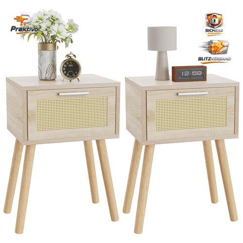 Rattan nachttisch 2er set - rattan,