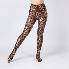 Damen Leopardenmuster Tanga Strümpfe Strumpfhose Strumpfwaren Socken Sexy Clubwear Slim