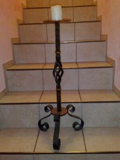Kerzenständer Kerzenleuchter antik Schmiedeeisen einflammig schwarz H: 71cm.