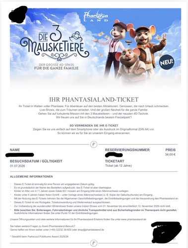 Phantasialand tickets gültig - tickets,